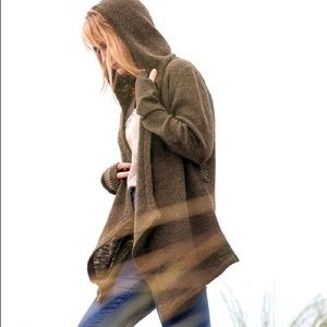 Betabrand Hooded Black Sheep Wrap Sweater